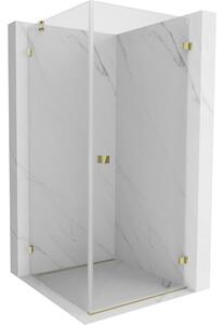 Mexen Lunar-B, cabină de duș cu balamale pe dreapta 90 x 90 cm, sticlă transparentă de 8 mm, profil auriu, 832-090-090-50-00-P