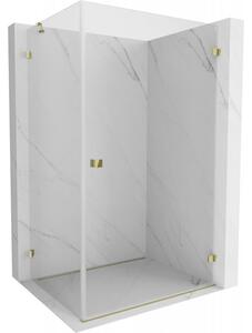 Mexen Lunar-B, cabină de duș cu balamale dreapta 90 x 70 cm, sticlă transparentă de 8 mm, profil auriu, 832-090-070-50-00-P