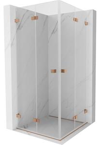 Mexen Lunar-F Duo, cabină de duș pliabilă 70 x 70 cm, sticlă transparentă de 8 mm, profil cupru mat, 836-070L-070P-65-00