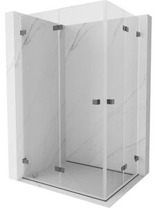 Mexen Lunar-F Duo, duș rabatabil 85 x 75 cm, sticlă transparentă de 8 mm, profil grafit periat, 836-085L-075P-66-00