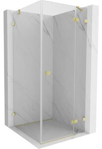 Mexen Lunar, duș cu balamale dreapta 80 x 80 cm, sticlă transparentă de 8 mm, auriu periat - 834-080-080-55-00-P