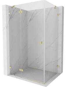 Cabină de duș cu balamale Mexen Lunar, stânga 70 x 90 cm, sticlă transparentă de 8 mm, profil auriu mat, 834-070-090-55-00-L