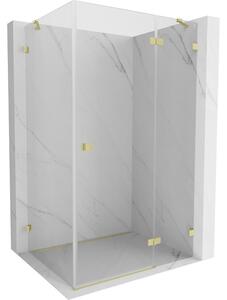 Cabină de duș cu balamale Mexen Lunar, dreapta 80 x 90 cm, sticlă transparentă de 8 mm, profil auriu mat, 834-080-090-55-00-P
