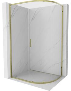 Mexen Exo, cabină de duș semicirculară culisantă 100 x 80 cm, sticlă transparentă, aurie, 8131-100-080-50-00