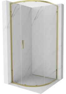 Mexen Exo, cabină de duș semicirculară culisantă 80 x 80 cm, sticlă transparentă, aurie, 8131-080-080-50-00