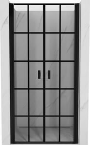 Ușă de duș Mexen cu deschidere MIST (d+d) 70x200 cm 6 mm neagră, grilă, 8A7-070-000-70-77