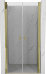 Ușă de duș cu deschidere Mexen MIST (d+d) 75x200 cm 6mm aurie, transparentă, 8A7-075-000-50-00