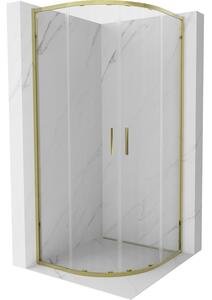 Mexen Exo, cabină de duș semicirculară culisantă 80 x 80 cm, sticlă transparentă, aurie, 8132-080-080-50-00