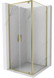 Mexen Exo, cabină de duș cu balamale 70 x 70 cm, sticlă transparentă, auriu, 8182-070-070-50-00
