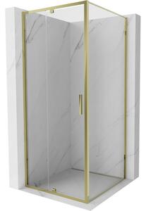 Cabină de duș cu balamale Mexen Exo 110 x 110 cm, sticlă transparentă, profil auriu, 819-110-110-50-00