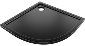 Mexen Flow, cădiță de duș rotundă slim 80 x 80 cm, negru mat, 46Q708080