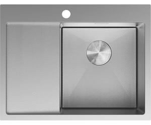 Chiuvetă Mexen Exar, din oțel inoxidabil cu 1 cuvă și scurgător, dreapta, 620 x 480 mm, oțel periat, model fagure, 6432621005P-01HC