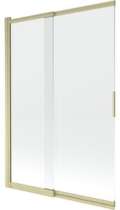 Mexen Fox, paravan de baie glisant cu 2 aripi 120 × 150 cm, sticlă transparentă de 5 mm, profil auriu mat, 891-120-002-55-00
