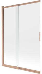 Mexen Fox, paravan de baie glisant cu 2 aripi 120 × 150 cm, sticlă transparentă de 5 mm, profil mat cupră, 891-120-002-65-00
