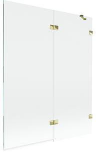 Mexen Lunar, paravan de baie cu 2 aripi dreapta 140 x 150 cm, sticlă transparentă, auriu strălucitor, 897-140-100-50-00-P