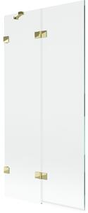 Mexen Lunar, paravan de cadă cu 2 aripi stânga 90 x 150 cm, sticlă transparentă, auriu strălucitor, 897-090-100-50-00-L
