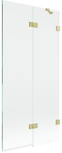 Mexen Lunar, paravan de baie cu 2 aripi dreapta 90 x 150 cm, sticlă transparentă, auriu mat, 897-090-100-55-00-P