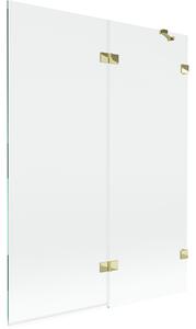Mexen Lunar, paravan de baie cu 2 aripi dreapta 130 x 150 cm, sticlă transparentă, auriu strălucitor, 897-130-100-50-00-P