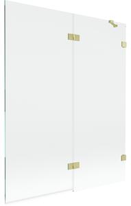 Mexen Lunar, paravan de baie cu 2 aripi dreapta 140 x 150 cm, sticlă transparentă, auriu mat, 897-140-100-55-00-P