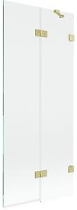 Mexen Lunar, paravan de baie cu 2 aripi dreapta 80 x 150 cm, sticlă transparentă, auriu mat, 897-080-100-55-00-P