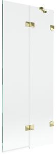 Mexen Lunar, paravan de baie cu 2 aripi dreapta 80 x 150 cm, sticlă transparentă, auriu strălucitor, 897-080-100-50-00-P