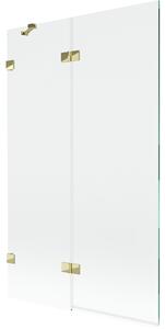 Mexen Lunar, paravan de cadă cu 2 aripi, stânga, 110 x 150 cm, sticlă transparentă, auriu strălucitor, 897-110-100-50-00-L