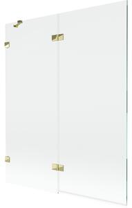 Mexen Lunar, paravan de cadă cu 2 aripi, stânga, 140 x 150 cm, sticlă transparentă, auriu strălucitor, 897-140-100-50-00-L