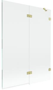 Mexen Lunar, paravan de cadă cu 2 aripi, dreapta, 130 x 150 cm, sticlă transparentă, auriu mat, 897-130-100-55-00-P