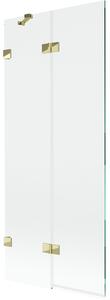 Mexen Lunar, paravan de cadă cu 2 aripi, stânga, 80 x 150 cm, sticlă transparentă, auriu strălucitor, 897-080-100-50-00-L