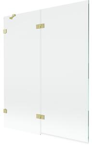 Mexen Lunar, paravan de cadă cu 2 aripi, stânga, 140 x 150 cm, sticlă transparentă, auriu mat, 897-140-100-55-00-L