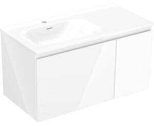 Mexen Orio, Dulap baie 90 cm cu lavoar Vela stânga, 1S, 1D, alb lucios, 91A13-09047-3-BBFF00-W23L00