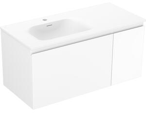 Mexen Orio, Dulap baie 90 cm cu lavoar Vela stânga, 1S, 1D, alb mat, 91A13-09047-3-BBFF01-W23L01