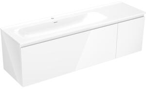 Mexen Orio, Dulap baie 160 cm cu lavoar Vela stânga, 1S, 1D, alb lucios, 91A13-16047-3-BBFF00-W23L00