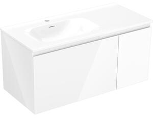 Mexen Orio, Dulap baie 100 cm cu lavoar Vela stânga, 1S, 1D, alb lucios, 91A13-10047-3-BBFF00-W23L00