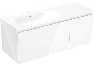 Mexen Orio, Dulap baie 120 cm cu lavoar Vela stânga, 1S, 1D, alb lucios, 91A13-12047-3-BBFF00-W23L00