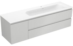 Mexen Rivel, Dulap baie 160 cm cu lavoar dreapta Vela, 2S, 1D, canelat, gri/alb mat, 91A23-16047-3-BBFFF62-W23P01