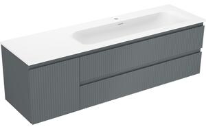 Mexen Rivel, Dulap baie 160 cm cu lavoar dreapta Vela, 2S, 1D, canelat, grafit/alb mat, 91A23-16047-3-BBFFF66-W23P01