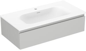 Mexen Orio, mobilier baie 90 cm cu lavoar Vela, 1 sertar, gri mat/alb mat, 91A10-09023-1-BF62-W23M01