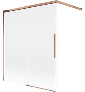 Mexen Rox, paravan de baie glisant cu 2 aripi 140 x 150 cm, sticlă transparentă de 8 mm, profil auriu-roz, 8C9-140-003-60-00