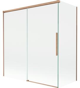 Mexen Rox, paravan de baie glisant cu 2 aripi 150 + 70 x 150 cm, sticlă transparentă de 8 mm, profil mat cupră, 8C9-150-070-65-00