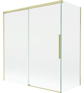Mexen Rox, paravan de baie glisant cu 2 aripi 150 + 70 x 150 cm, sticlă transparentă de 8 mm, profil auriu mat, 8C9-150-070-55-00