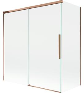 Mexen Rox, paravan de baie glisant cu 2 aripi 150 + 70 x 150 cm, sticlă transparentă de 8 mm, profil auriu-roz, 8C9-150-070-60-00