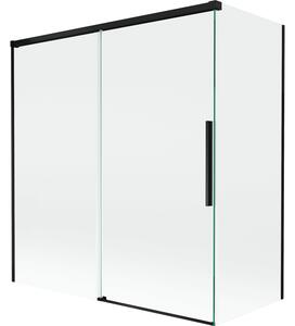 Mexen Rox, paravan de baie glisant cu 2 aripi 150 + 70 x 150 cm, sticlă transparentă de 8 mm, profil negru mat, 8C9-150-070-70-00