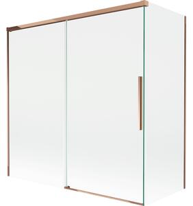 Mexen Rox, paravan de baie glisant cu 2 aripi 160 + 80 x 150 cm, sticlă transparentă de 8 mm, profil auriu-roz, 8C9-160-080-60-00