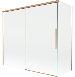 Mexen Rox, paravan de baie glisant cu 2 aripi 170 + 75 x 150 cm, sticlă transparentă de 8 mm, profil mat cupră, 8C9-170-075-65-00