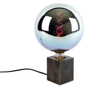 Lampă de masă rustică din lemn negru cu LED G200 reglabil - Bloc