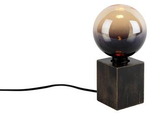 Lampă de masă rustică din lemn negru inclusă cu LED G125 reglabil - Bloc