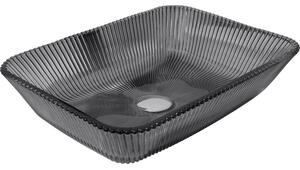 Mexen Tiva, lavoar de blat din sticlă 46 × 33 cm, negru, 24184670