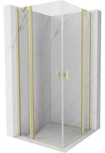 Mexen Mist Duo, cabină de duș cu 2 aripi 100 x 100 cm, sticlă transparentă, auriu mat, 8A4-100-100-55-00