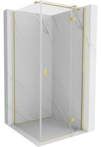 Mexen Mist HT, cabină de duș cu ușă batantă dreapta 100 x 100 cm, sticlă transparentă, auriu mat, 8A5T-100-100-55-00-P